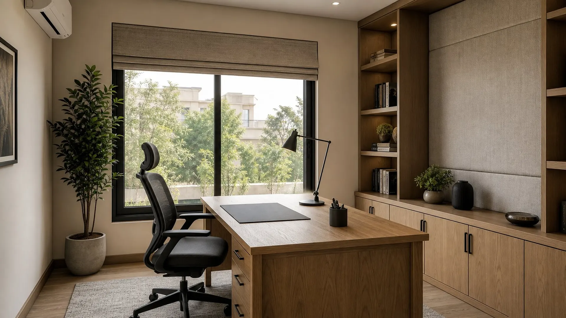 Home office corner, illustrative