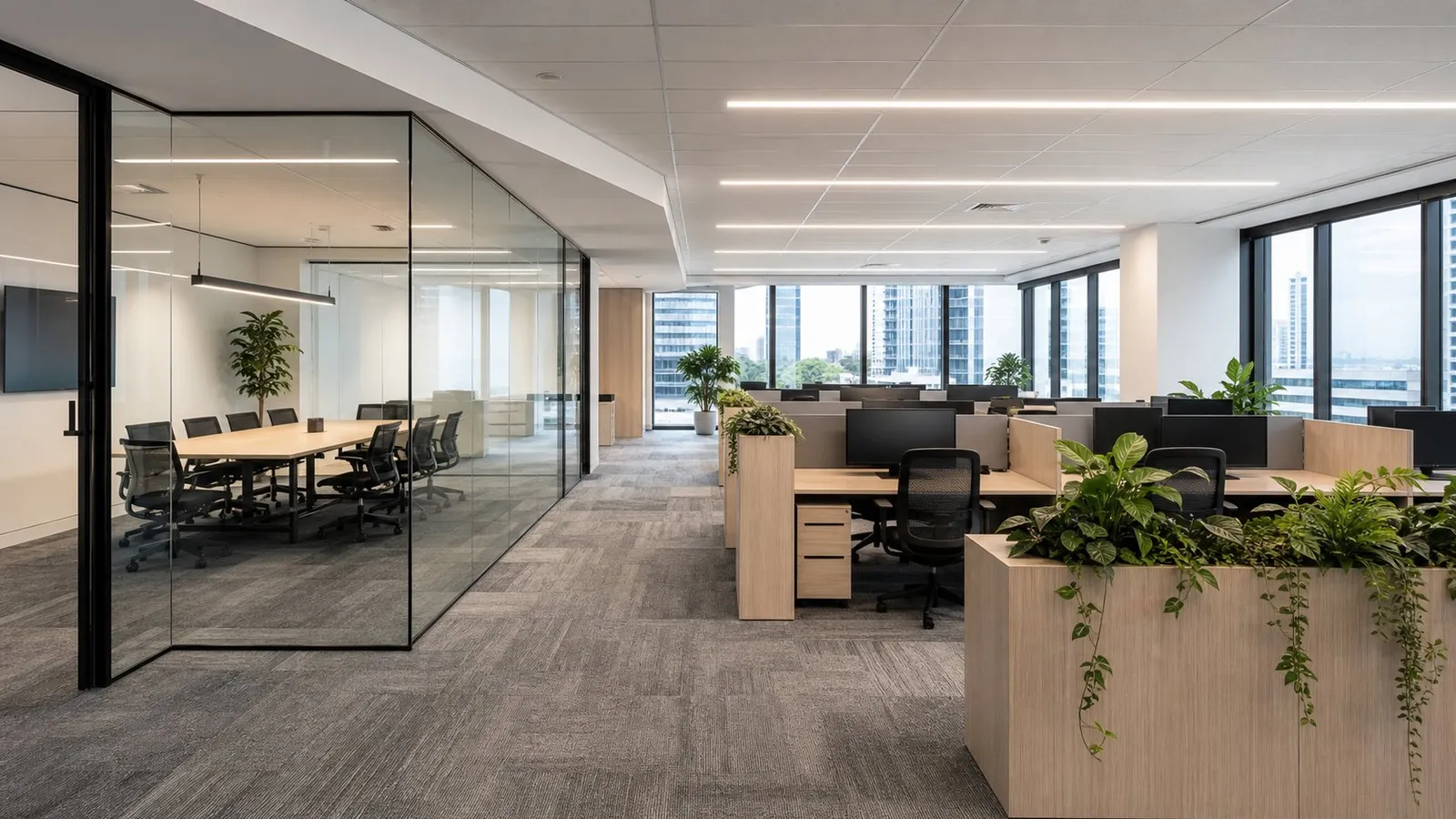 Completed office floor, illustrative