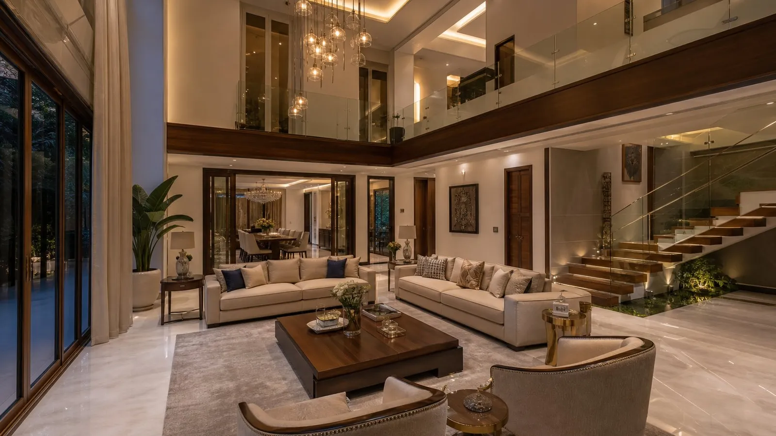 Finished double-height lounge, illustrative
